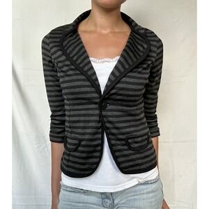 2000s Striped 3/4 Sleeve Top Y2K Indie Sleaze Grunge Twee Alt